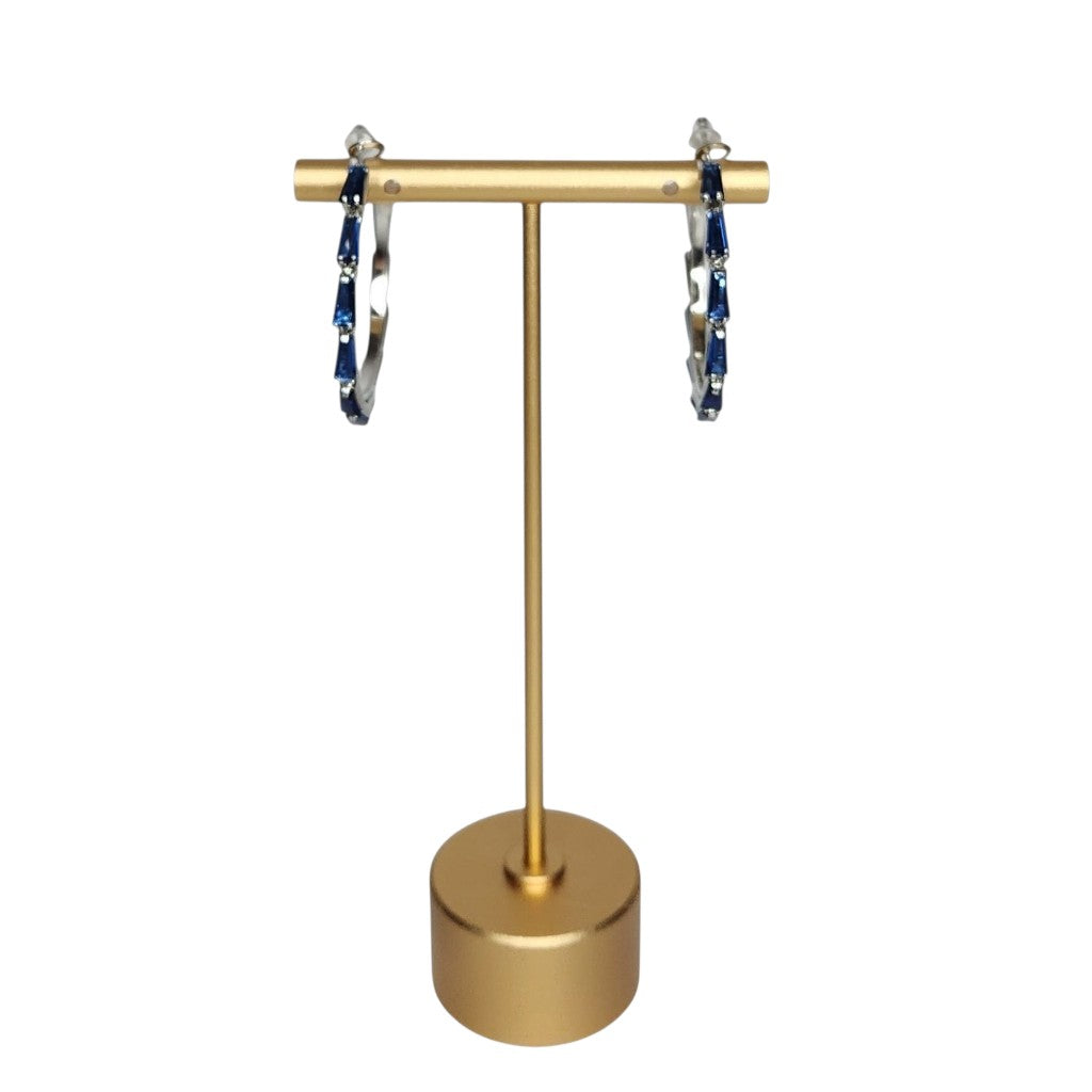 Blue Ring-Shaped Earrings - Silver or Gold