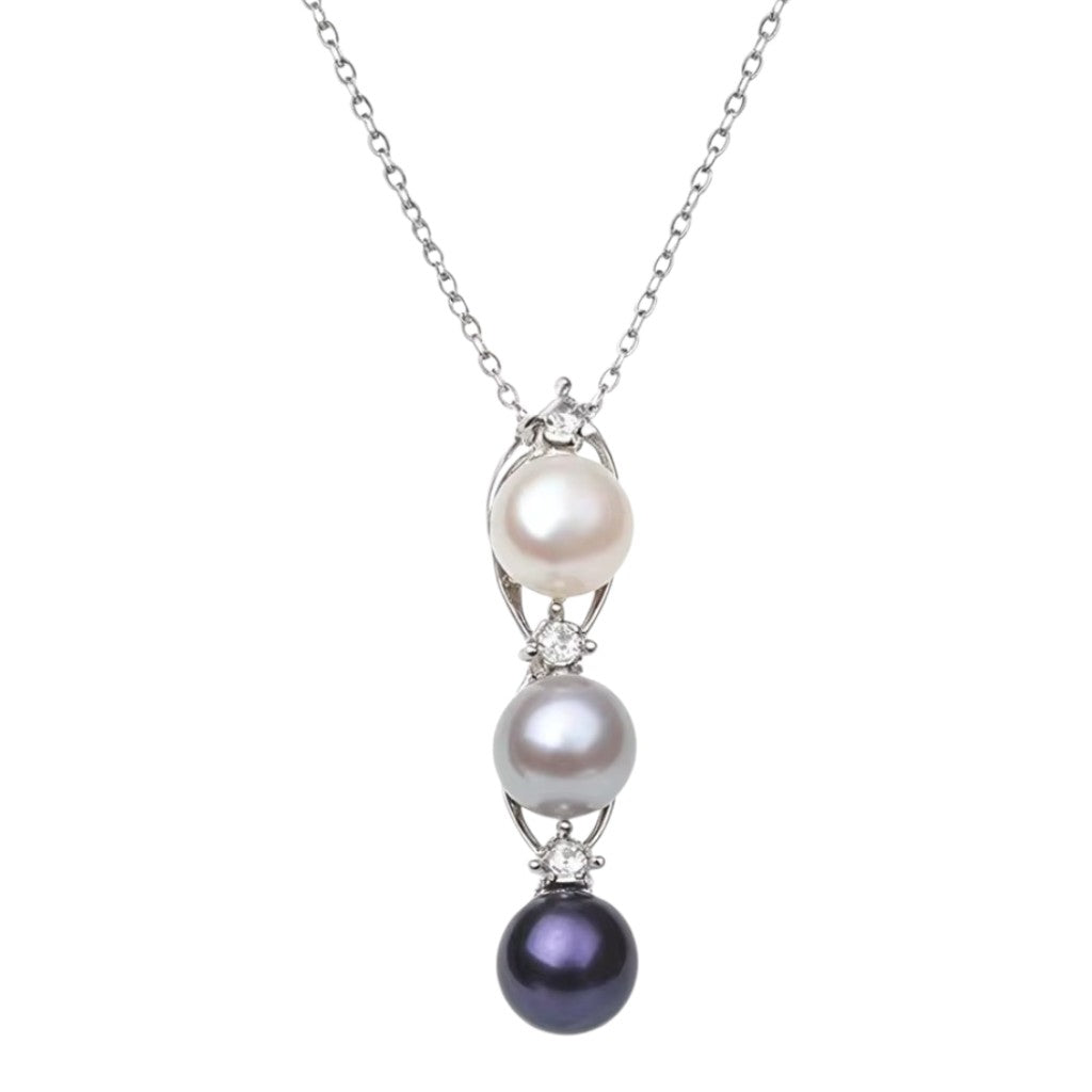 Trio Pearl Necklace - 925 Sterling Silver - Freshwater Pearls Necklace