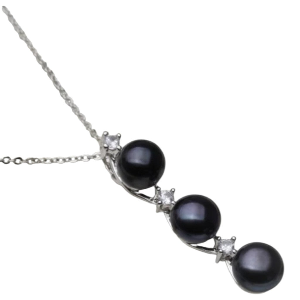 Trio Pearl Necklace - 925 Sterling Silver - Freshwater Pearls Necklace