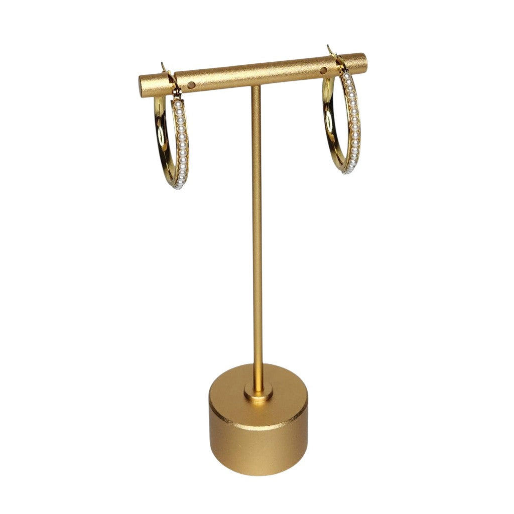 Pearl Ring Earrings - Gold-Plated Stainless Steel