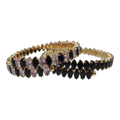 Belle Rhinestone Gold Cuff Bracelet Stainless Steel- Adjustable - Hypoallergenic - Variety