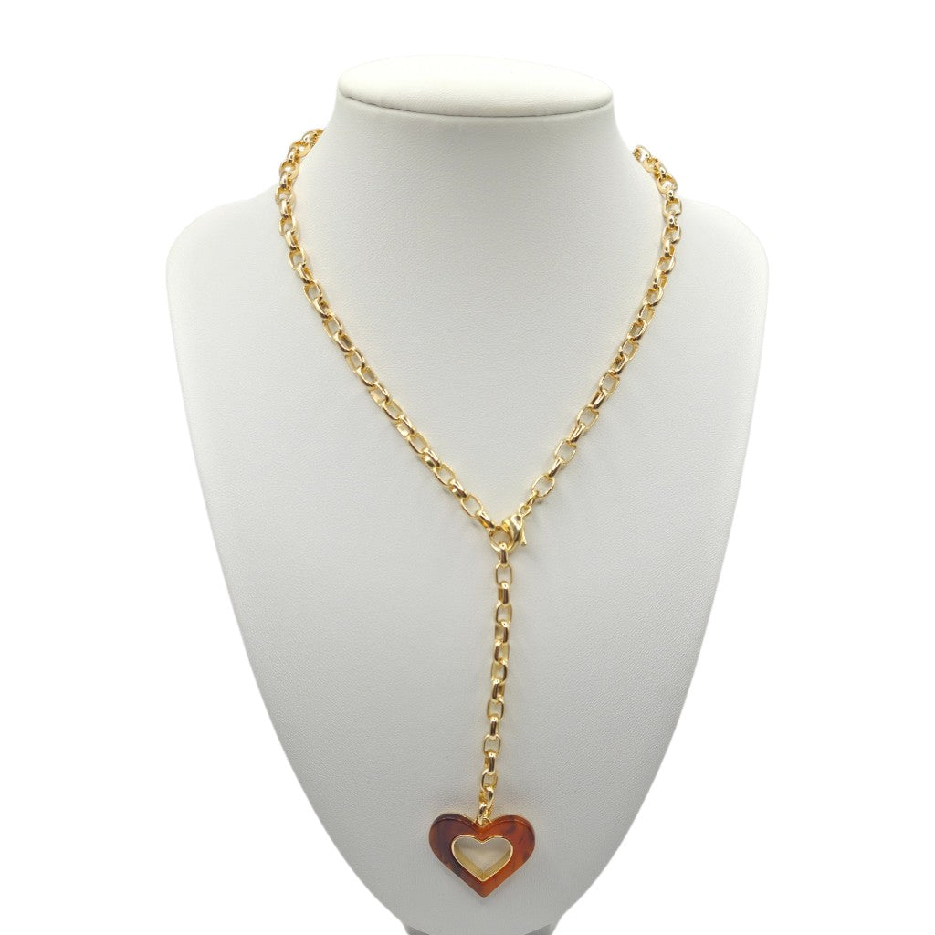 Chic Heart Pendant Drop Necklace & Stud Earrings Set - Stainless Steel