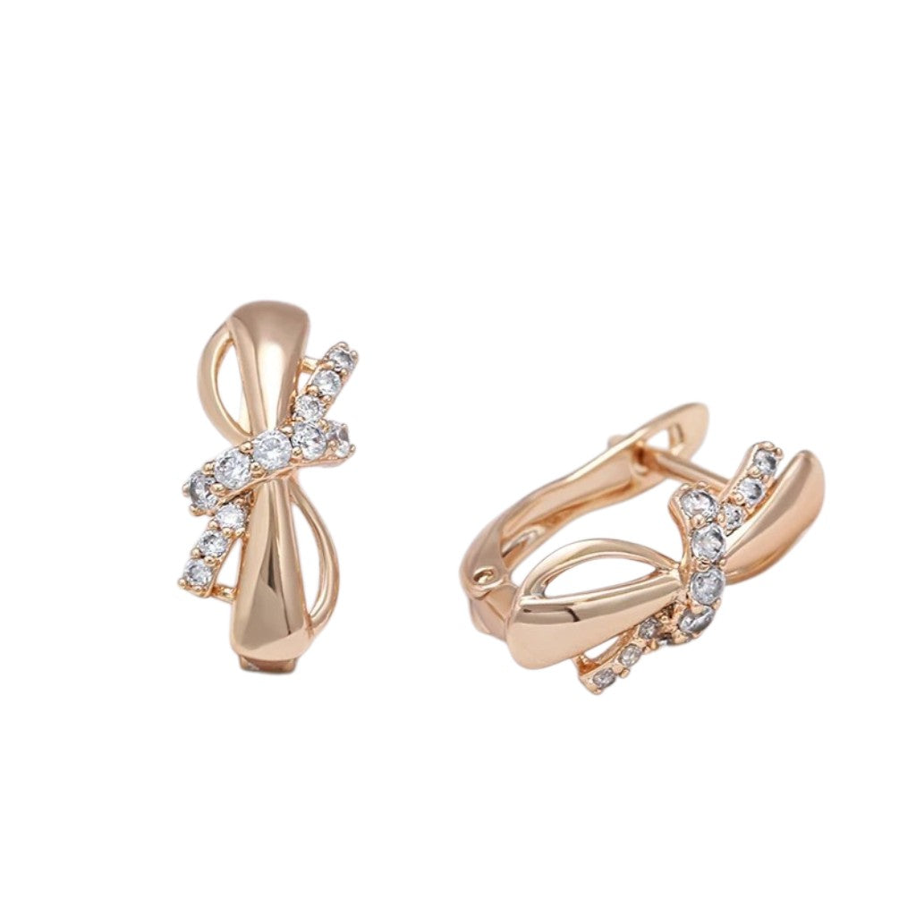 Grace Chic Earrings - 585 Rose Gold Plated with Cubic Zirconia