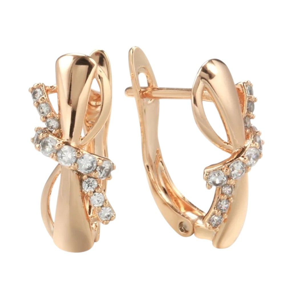 Grace Chic Earrings - 585 Rose Gold Plated with Cubic Zirconia