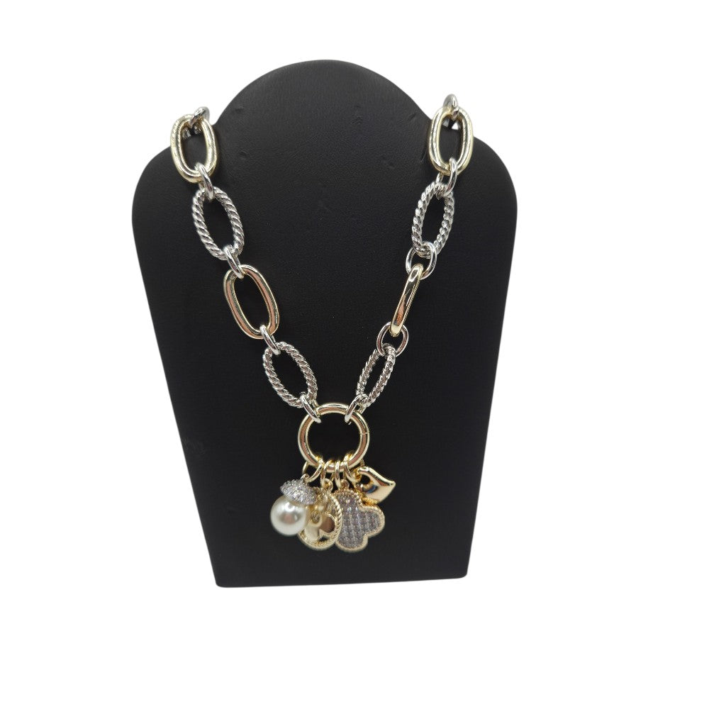 Trio -Two Tone Necklace - 14K Gold Plated