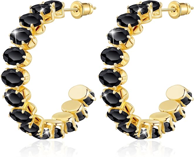 Belle Black - Hypoallergenic - Hoop Earrings