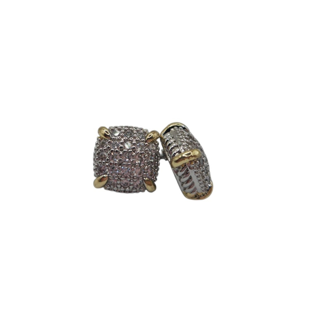 Royale - Two Tone Pave - Earrings - 14K Gold Plated