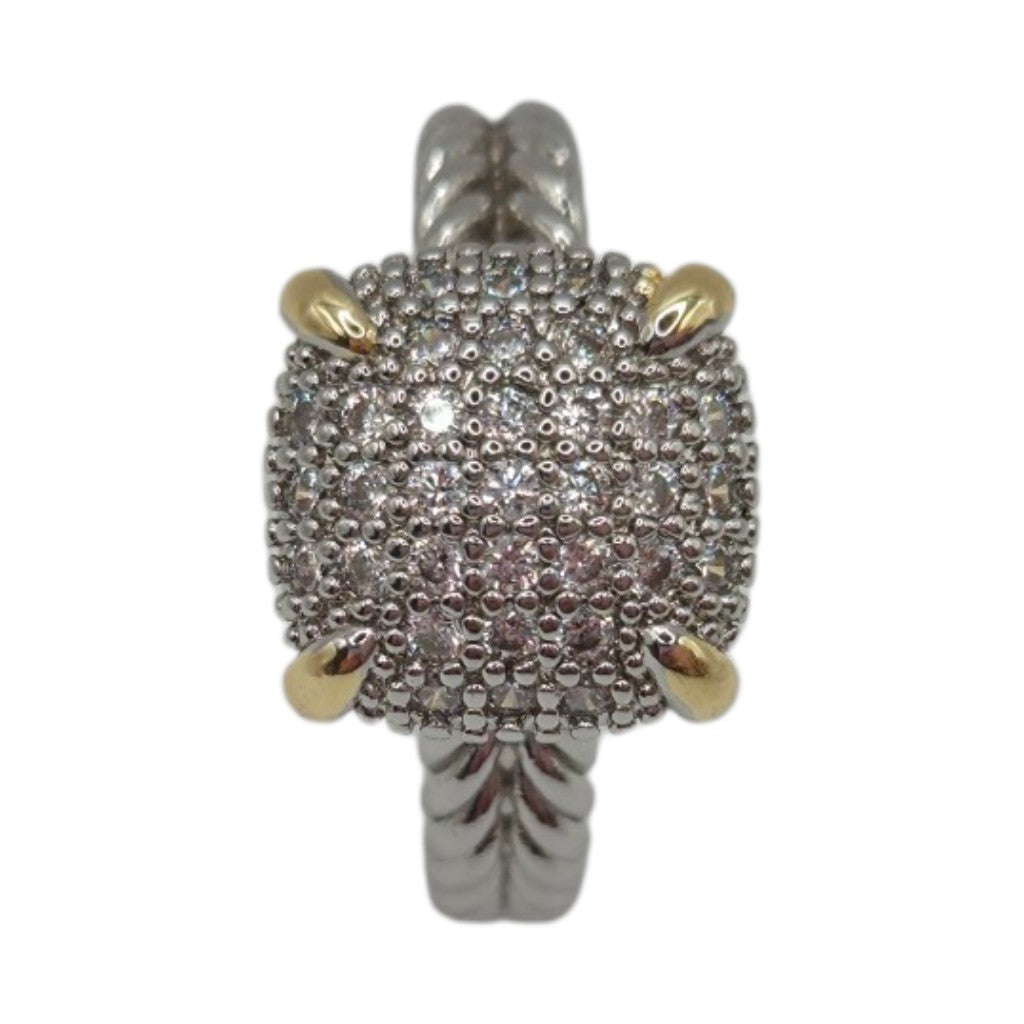 Royale -Two Tone Pave Ring- 14K Gold Plated