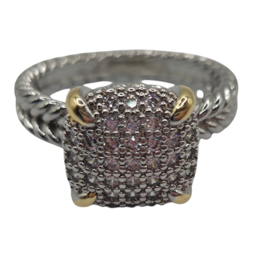 Royale -Two Tone Pave Ring- 14K Gold Plated
