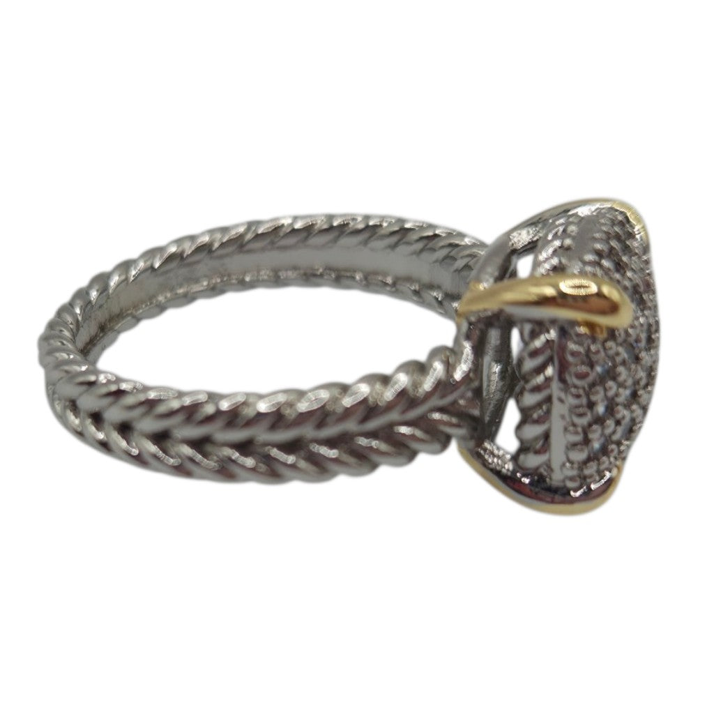 Royale -Two Tone Pave Ring- 14K Gold Plated