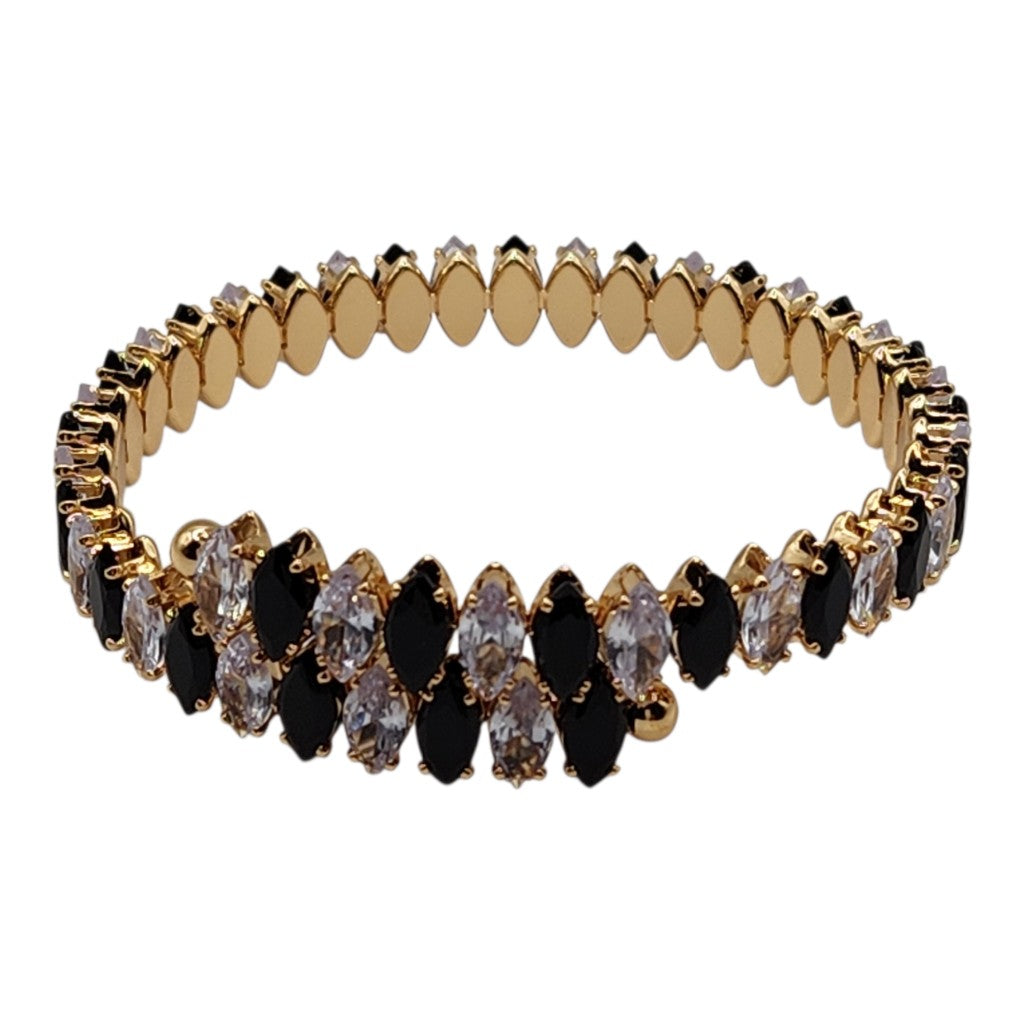 Belle Rhinestone Gold Cuff Bracelet Stainless Steel- Adjustable - Hypoallergenic - Variety