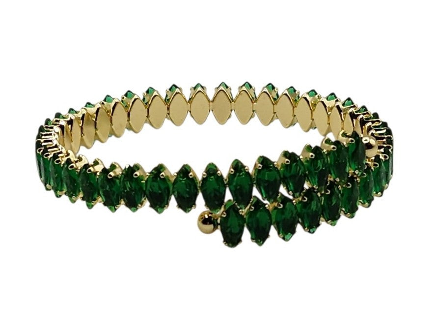 Belle Rhinestone Gold Cuff Bracelet Stainless Steel- Adjustable - Hypoallergenic - Variety