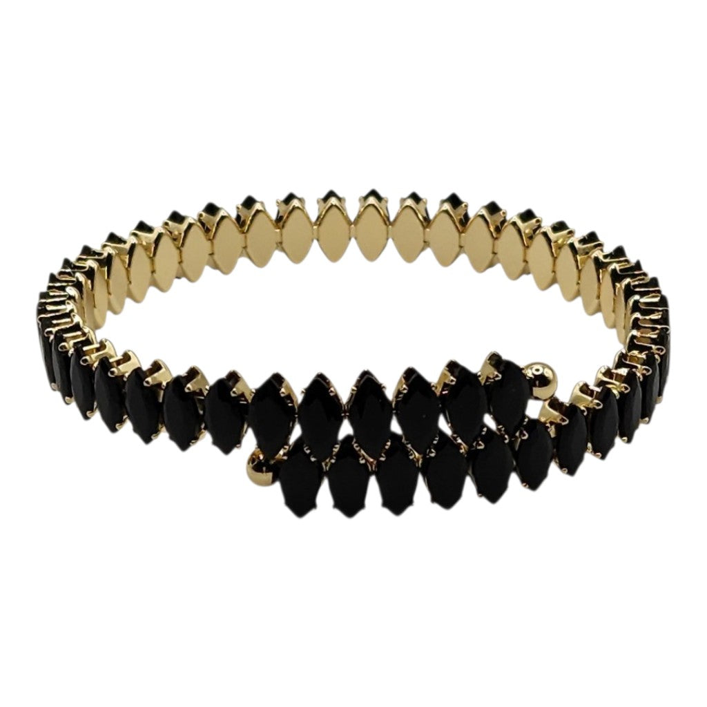 Belle Rhinestone Gold Cuff Bracelet Stainless Steel- Adjustable - Hypoallergenic - Variety
