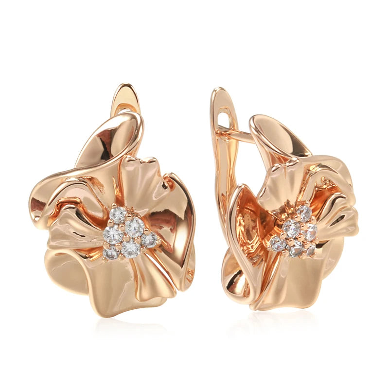 Rosé Earrings - 585 Rose Gold Plated with Cubic Zirconia