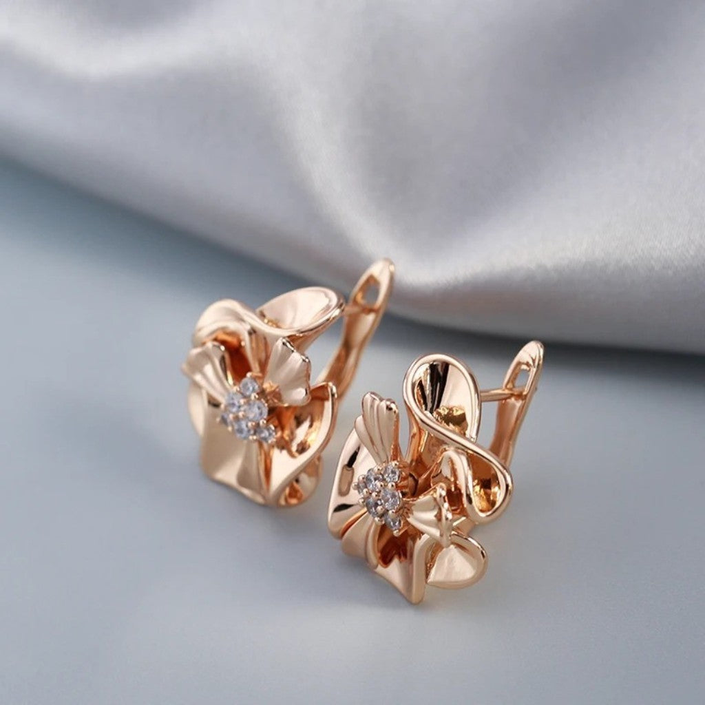 Rosé Earrings - 585 Rose Gold Plated with Cubic Zirconia