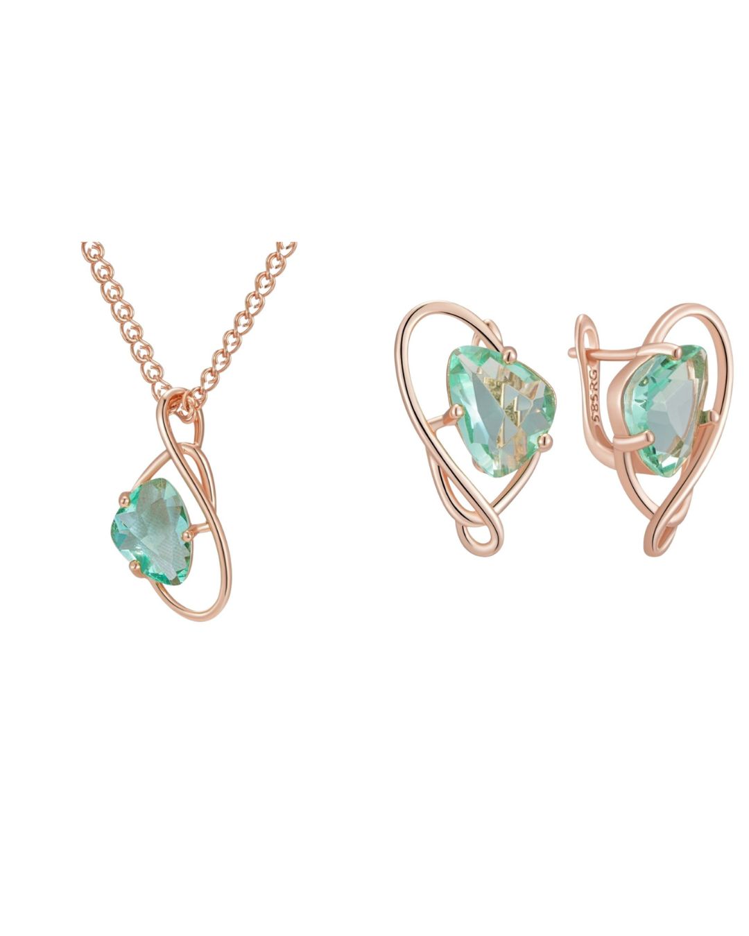 Set Earrings / Necklace - 585 Rose Gold Plated